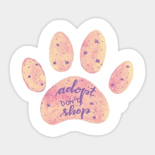 Adopt don't shop watercolor galaxy paw - pastel pink Sticker